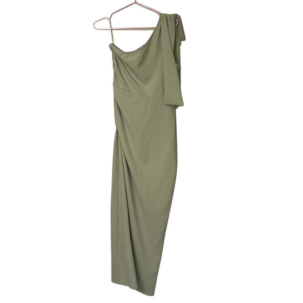 PRETTYGARDEN Women's One Shoulder Long Formal Ruched Bodycon Slit Maxi Dress - Picture 8 of 10